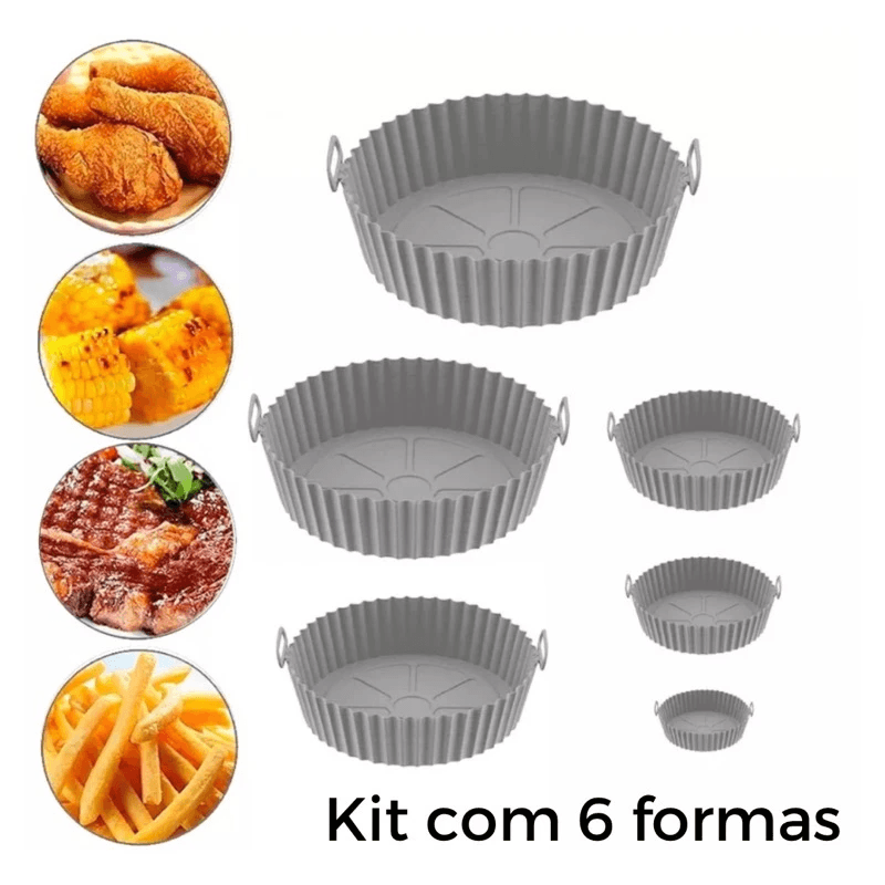 Kit 6 Formas de Silicone Air Fryer